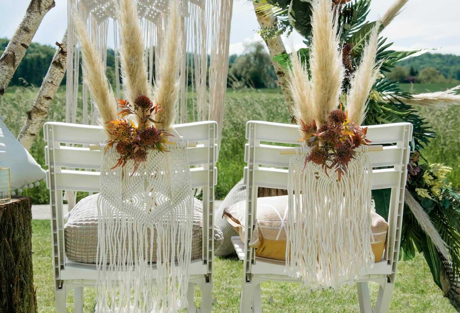 Makrameé-Akzente für Deko Boho Hochzeit!